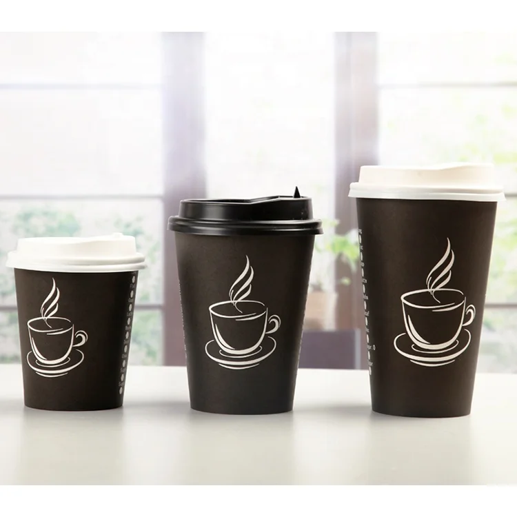 Factory Wholesale Custom Disposable Insulated Double Paper Coffee Cup With Lid