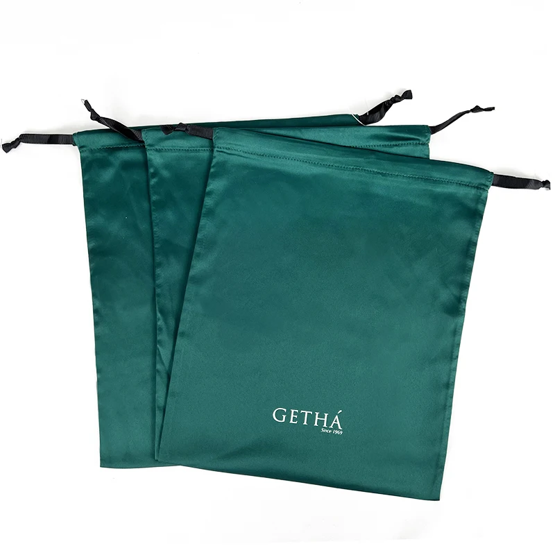 Wholesale Custom Logo Luxury Silk Dust Storage Bags Satin Drawstring Bags for Handbags Shoes Boots