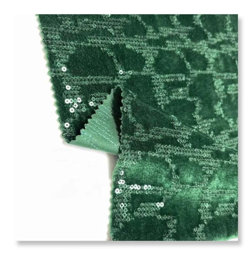 2022 new arrival velvet sequin embroidery POLYESTER SPANDEX textile designer dress fabric for women skirt