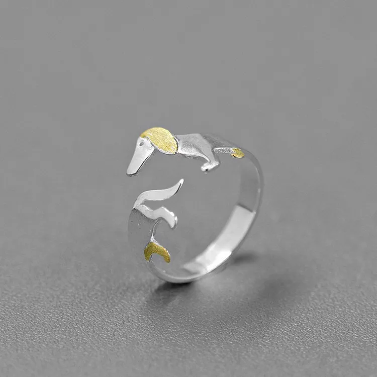 Оптовая продажа собачье кольцо с таксой милое животное целебное зодиаком модное разноцветное латунное