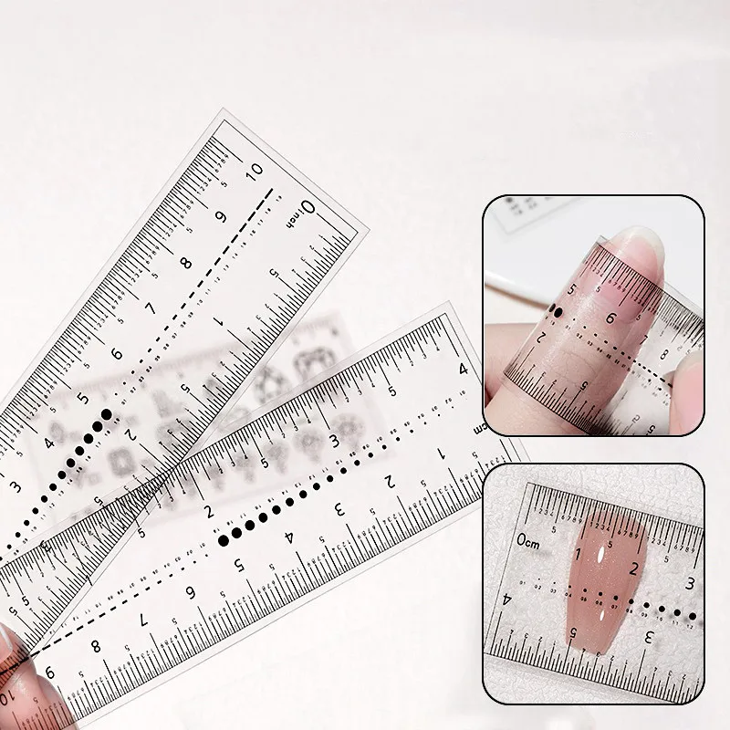 5 pcs/set new flexible ruler measuring tool transparent soft ruler measure manicure tool nail clear soft ruler