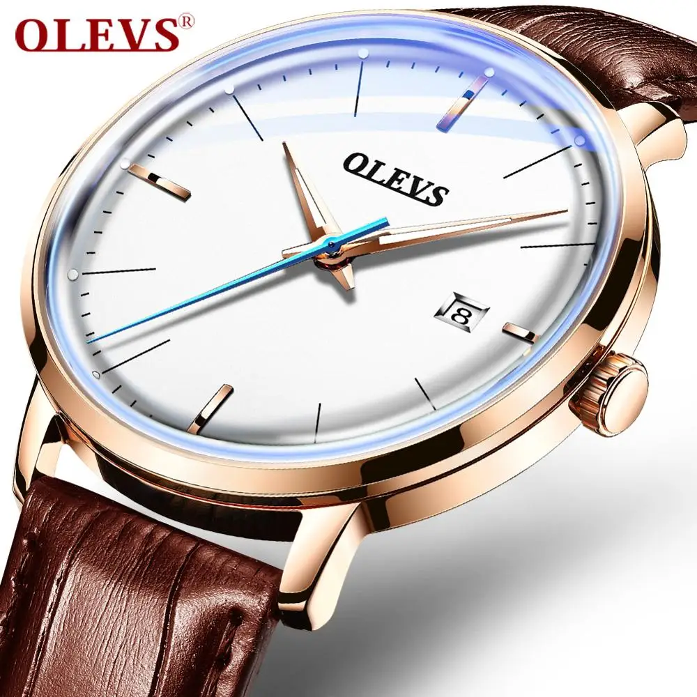 OLEVS 6609 Luxury Automatic Simple Watches Fashion Rose Gold  Swiss Movement Self Winding Mechanical Waterproof Sport Men Watch