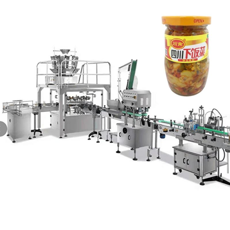 HIgh efficiency multi-function automatic weighing filling sealing tin can kimchi assorted pickles jar krau packaging machine