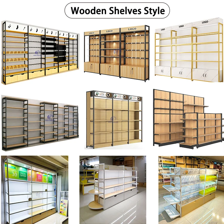 Cosmetics Display Stand Beauty Store Shelf Beauty Products Shelf Wooden Supermarket Gondola Shelving Shelves For Retail Store