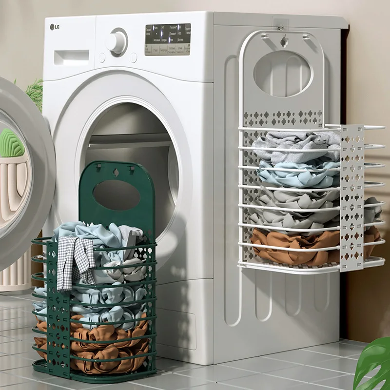 Laundry hanging dirty clothes foldable storage basket wall-mounted folding clothes basket