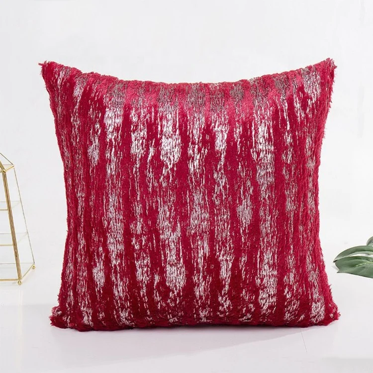 Hot Stamping Red Christmas Pillow Sham Cover With Zipper Sofa Decorative Velvet Pillow Cases