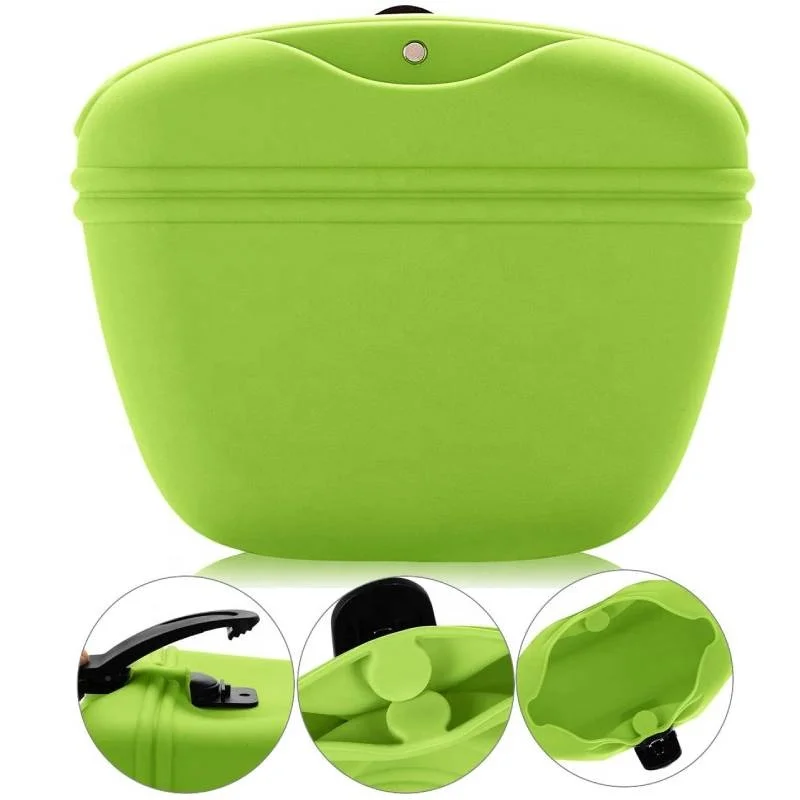 
Magnetic Closing Waist Clip Dog Treat Pouch Silicone Dog Training Bag Portable Dog Treat Bags 