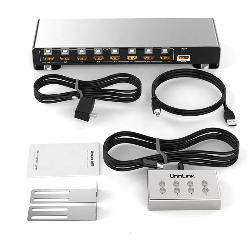 Hot Key 4K60Hz HDMI KVM Switch 8 Ports  8 In 1 Out Switcher Laptop to HD TV Monitor Projector ODM OEM Factory Manufacturer