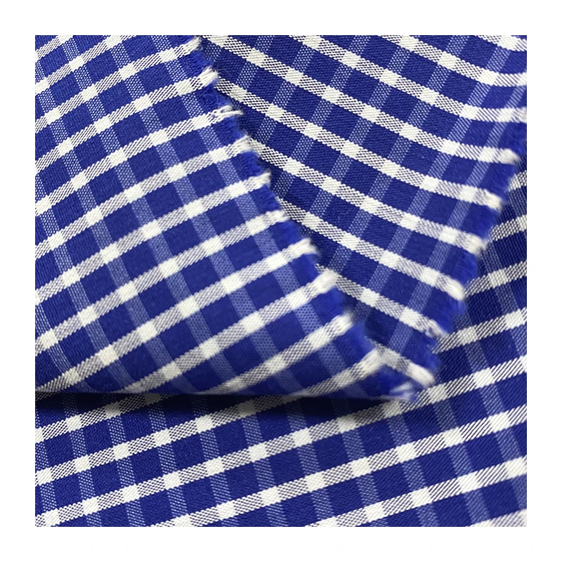 Cotton Blend Nylon Stretch Yarn Dyed Fabric Check Stripe Style Yarn Dyed Shirt Fabric With Spandex