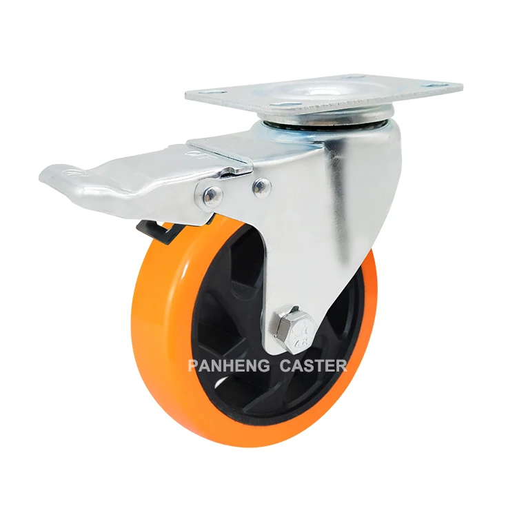 
High Quality Medium Duty 3 Inch 4 Inch 5 Inch Orange PVC Caster Wheel 