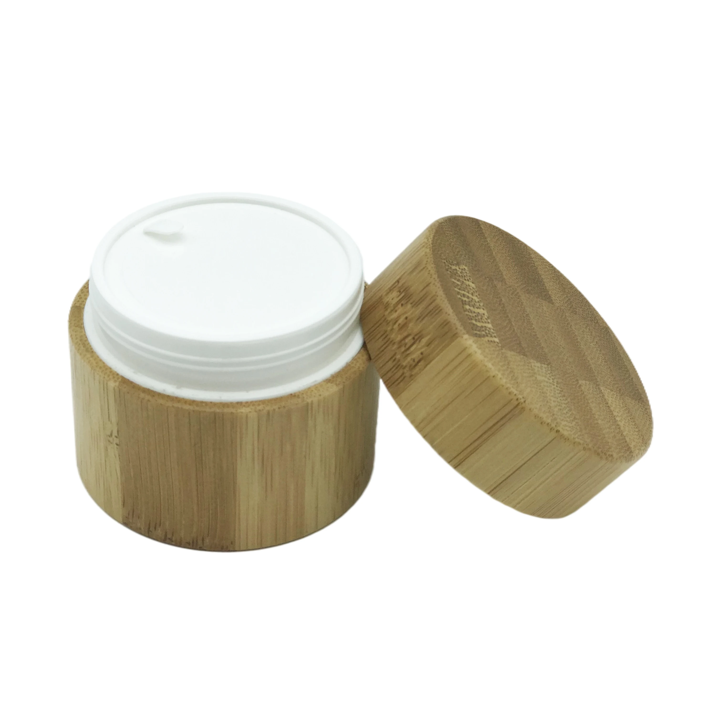 luxury plastic pp inner cosmetic bamboo cream jar 5g 10g 15g 20g 30g 50g 100g 150g 200g 250g
