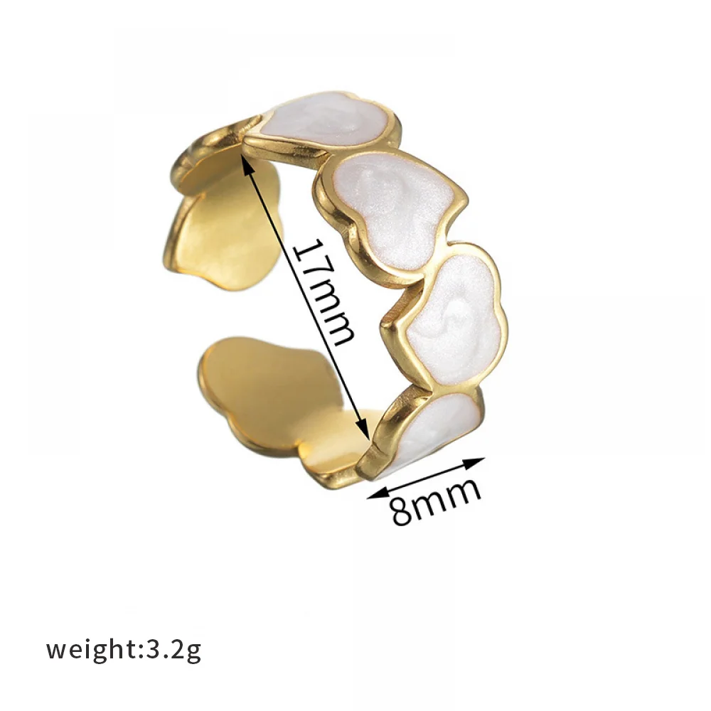 Fashion Jewelry Open Adjustable Heart Rings Stainless Steel Drop Oil Wedding Fashion Ring for Women