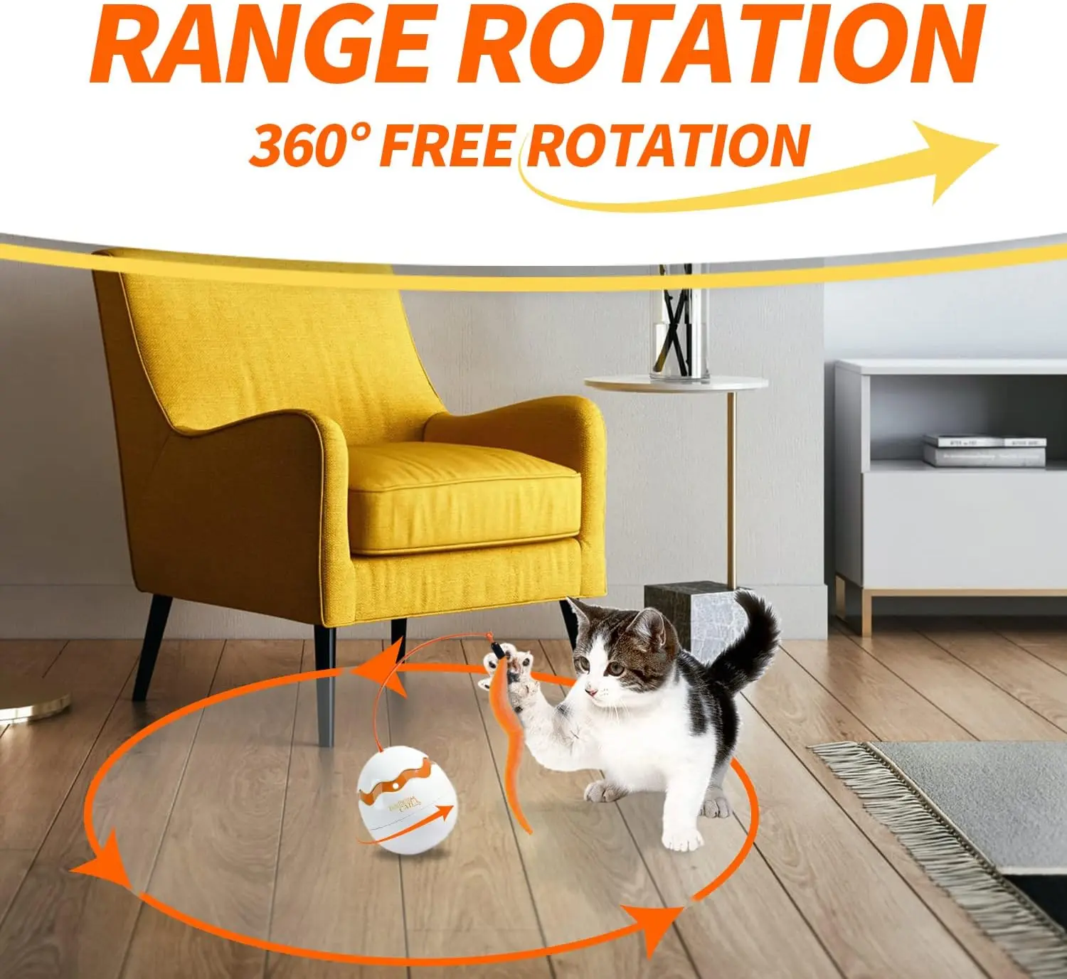 AFP Interactive Cat Teaser Toy Automatic Electric Rolling Ball With Feather Indoor Self Rotating Tumbler Spinner WIth Auto Timer