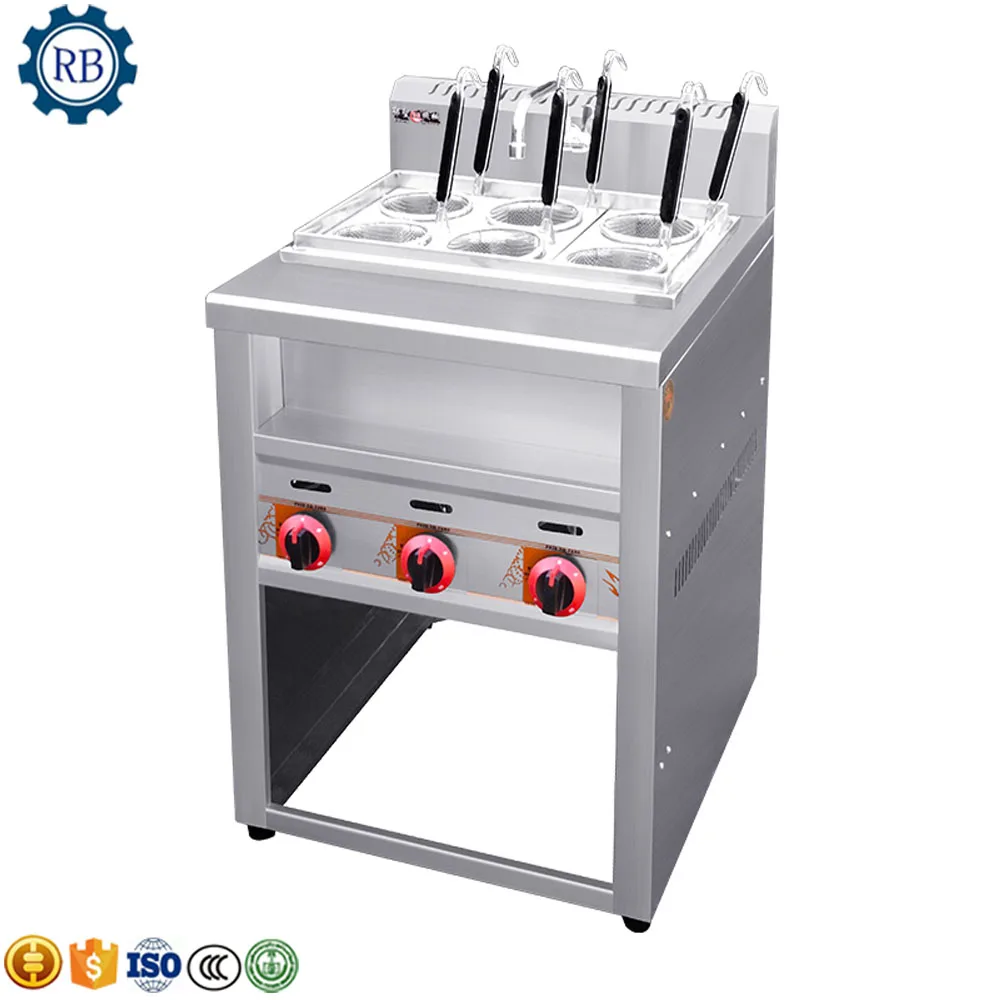 Gas Noodle Cooking Boiler Stove 6 Baskets Noodle Pasta Cooker For Kitchen Equipment