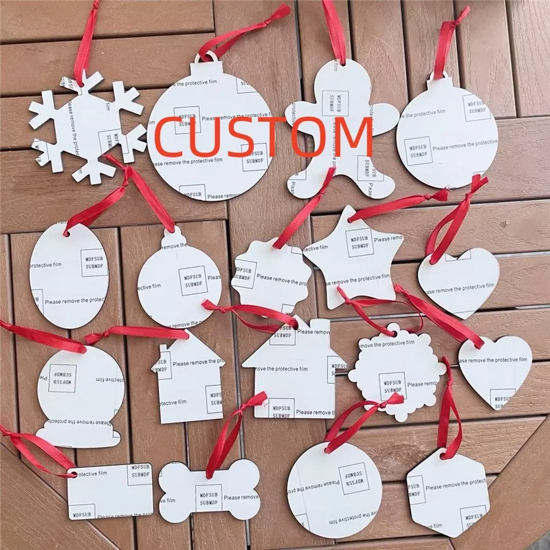 MDFSUB SEDEX wholesale price Christmas Crystal Globe Hanging Ornament Sublimation Blank Mdf Ornaments with protective film