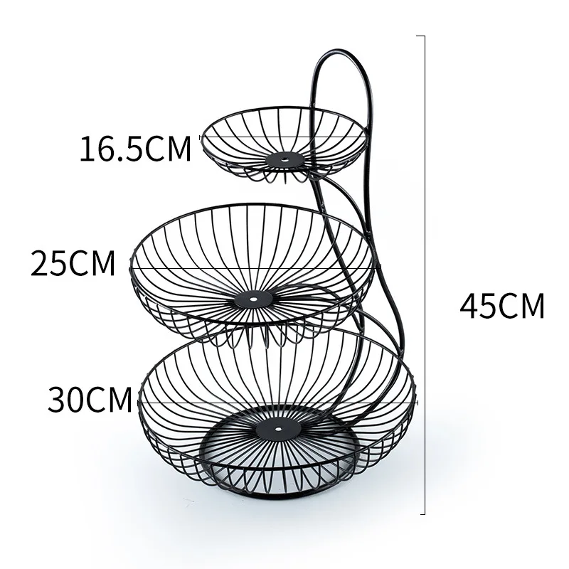 Hot selling good quality 3 tier metal fruit basket kitchen
