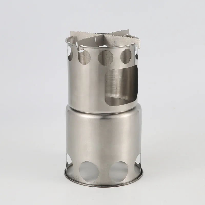 Portable Stainless Steel Three Cup Portable Outdoor Camping Stove Charcoal Grill Outdoor Picnic Wood Stove