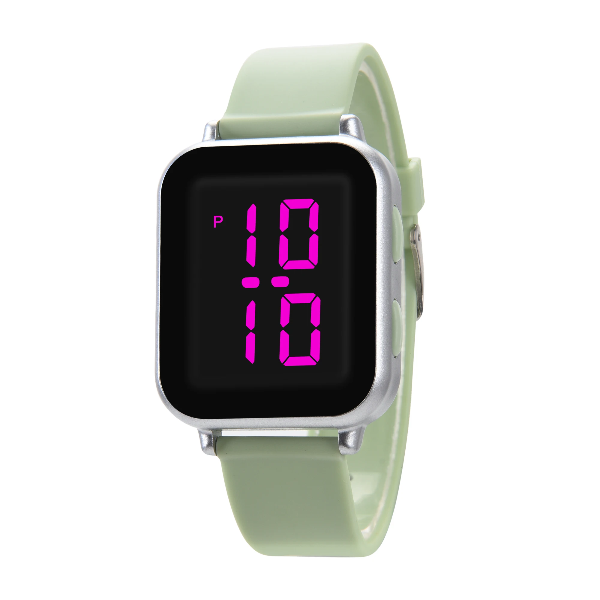 Jnew Pink High appearance level Rectangle PC silicone Kids Watch stopwatch Kids digital watch waterproof