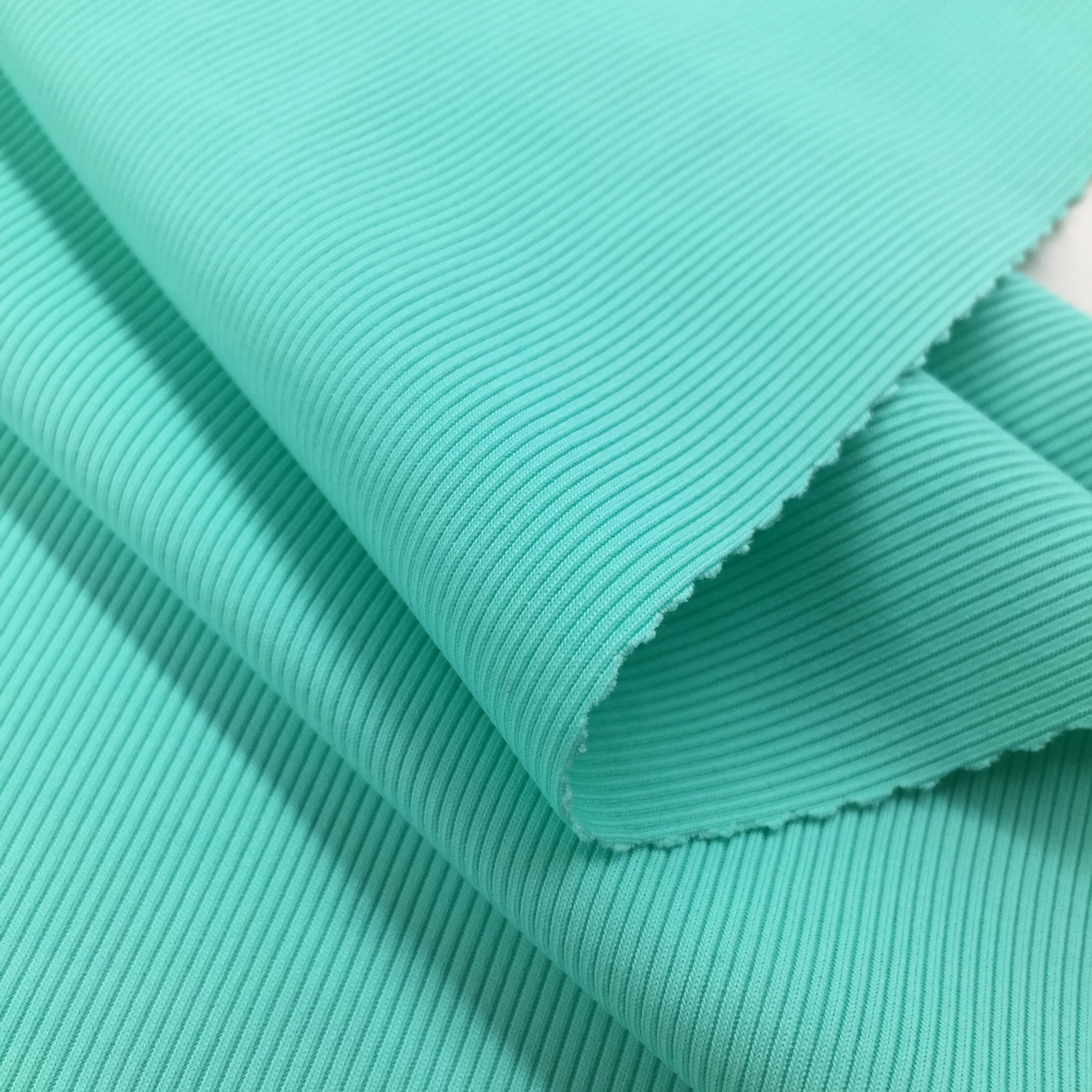 No1150 ribbed 80% nylon 20% spandex 4 way stretch 2*2 knit rib stripe yoga fabric for sports wear