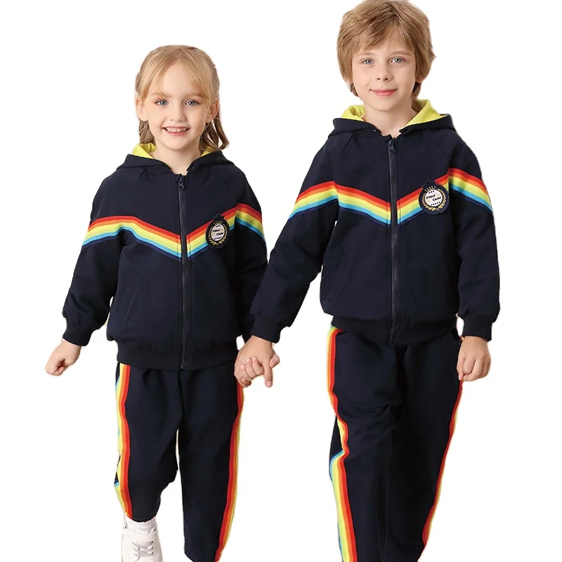 new arrival navy tracksuit school uniform for children high end quality nursery school uniforms jogging sweat suit