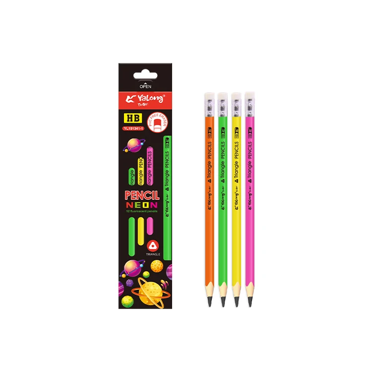 YALONG Classic Style Hot Sale Wooden Triangle Pole Standard HB Pencil With Eraser For Students And Office