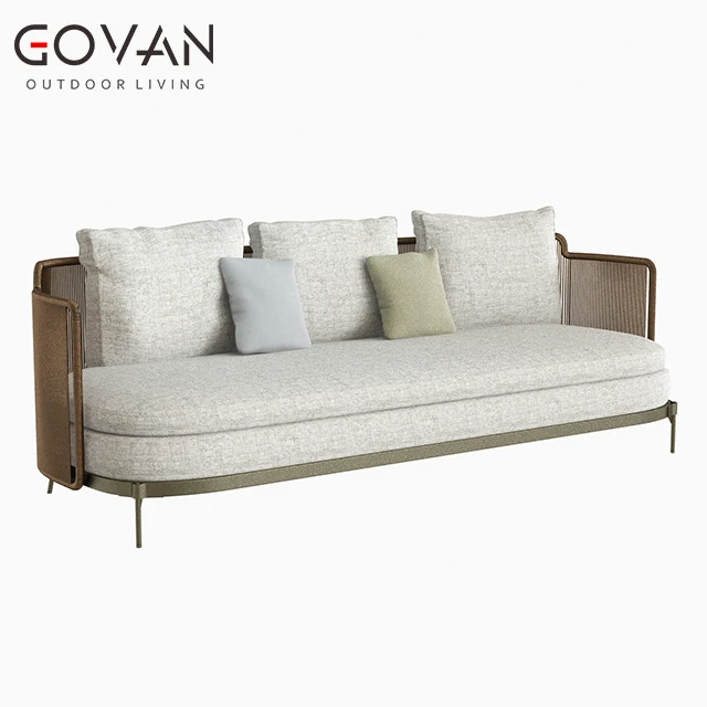 Modern Luxury style Outdoor Garden Sectional Sofa set Rattan with Aluminum Sofa Hotel Villa home Patio 3 Seater Sofa