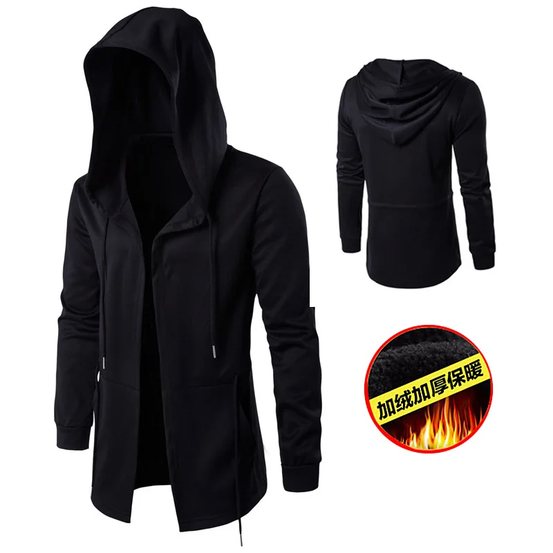 
Men Europe And America men Long Section Of Cape Wind plus FLEECE Wizard Cloak for male 