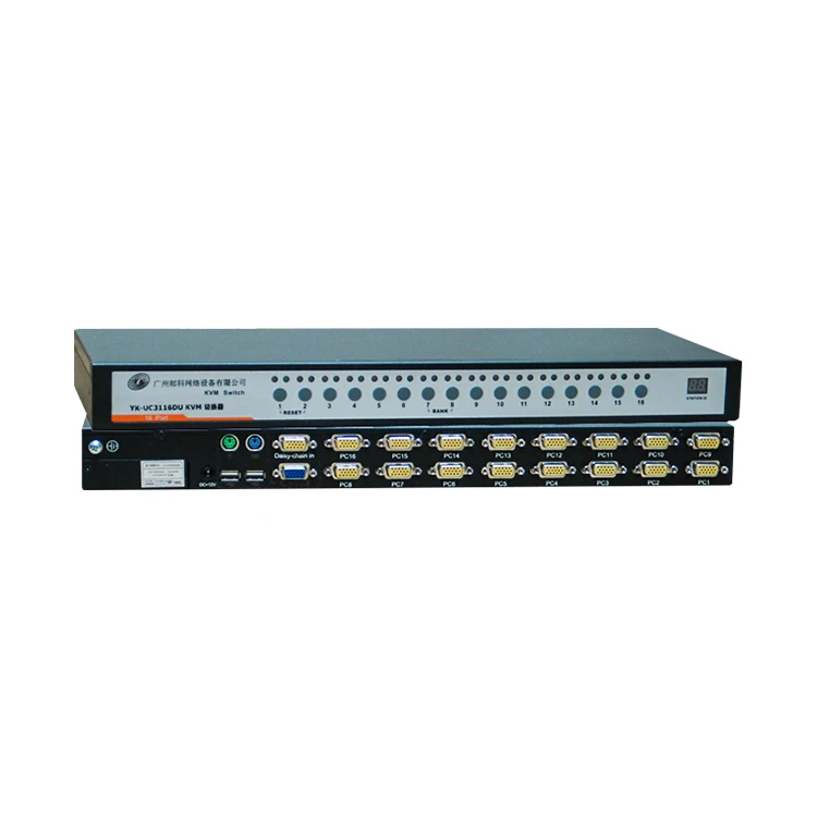 KVM Automatic Multi-PC Switch USB&PS2 Hybrid 16-port KVM Switch Rackmount Wiring