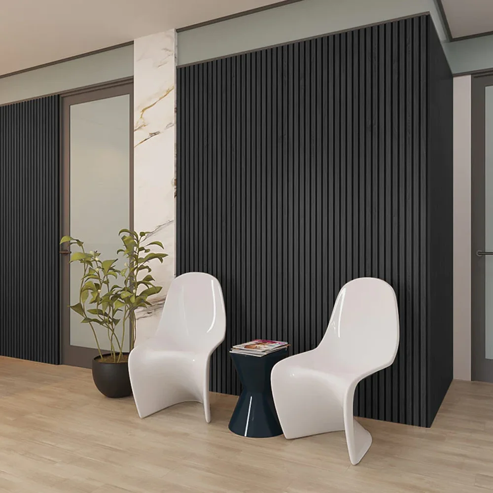 22mm Thickness Sustainable Wood Veneer Covered MDF Core Slatted Wall Panel With 9mm PET Felt Polyester Backing