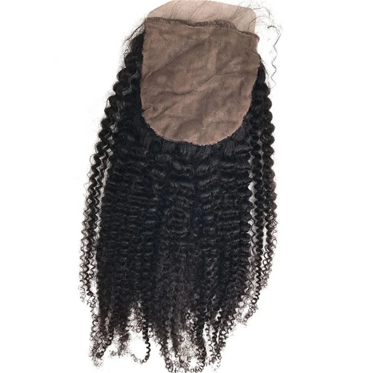 Custom 4*4 Silk Base Closure Coarse Kinky Straight Human Hair Closure Swiss Invisible Closure Women Hair Topper Pieces