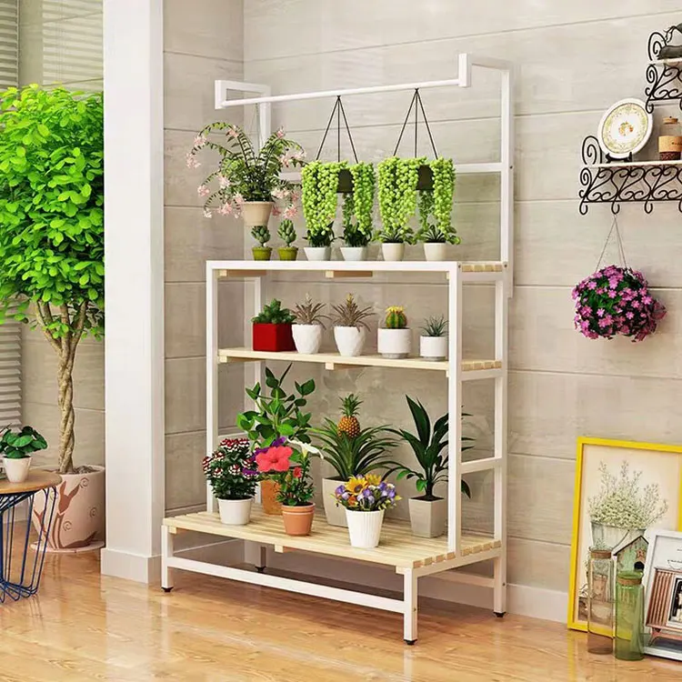 High-end Artificial  Flower Shop Garden Flooring Stand Metal Outdoor Plant Pot Display Stand Rack