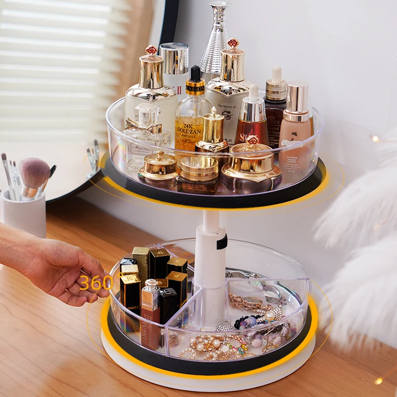 Bathroom Makeup Stations Dressers Plastic Spinning Turntable Storage Tray Rotating Organizer