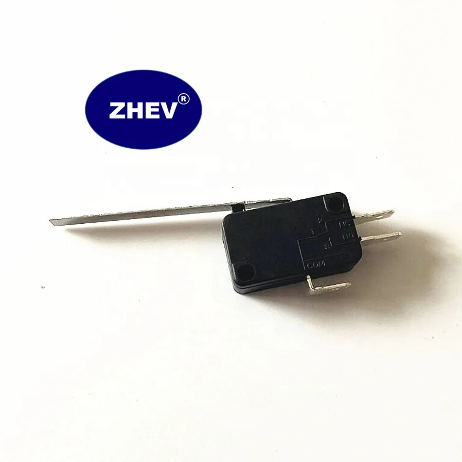 Black V-153-1C25 Micro Switch With 50mm Long Lever 3 Pin Normal Closed Open