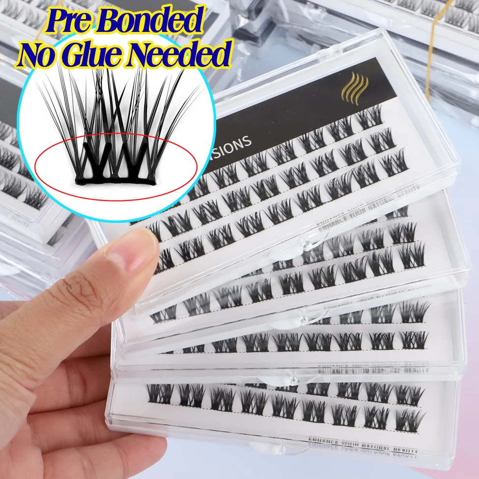 2023 New Hot Selling Press on Diy Segment Eyelash No Glue Self Adhesive Cluster Lashes