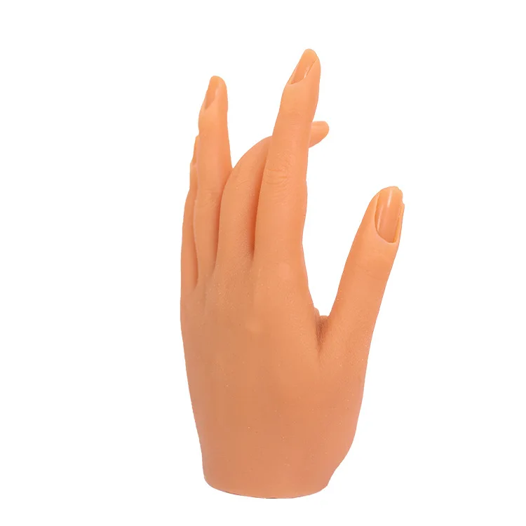 Top Quality Silicone Hand For Nails Manicure Training Finger Trainer Soft False Nail Practice Hand Model