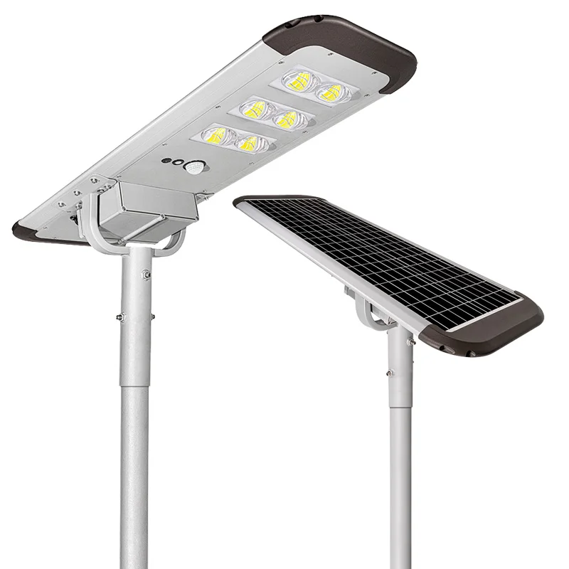 Outdoor 60W Integrated Remote Motion Sensor IP65 LED Solar Street Light Lithium Battery Solar Pole Light