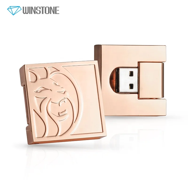 Custom Shaped Design Metal Twist Turn USB Flash Drives with Ross Gold Finish