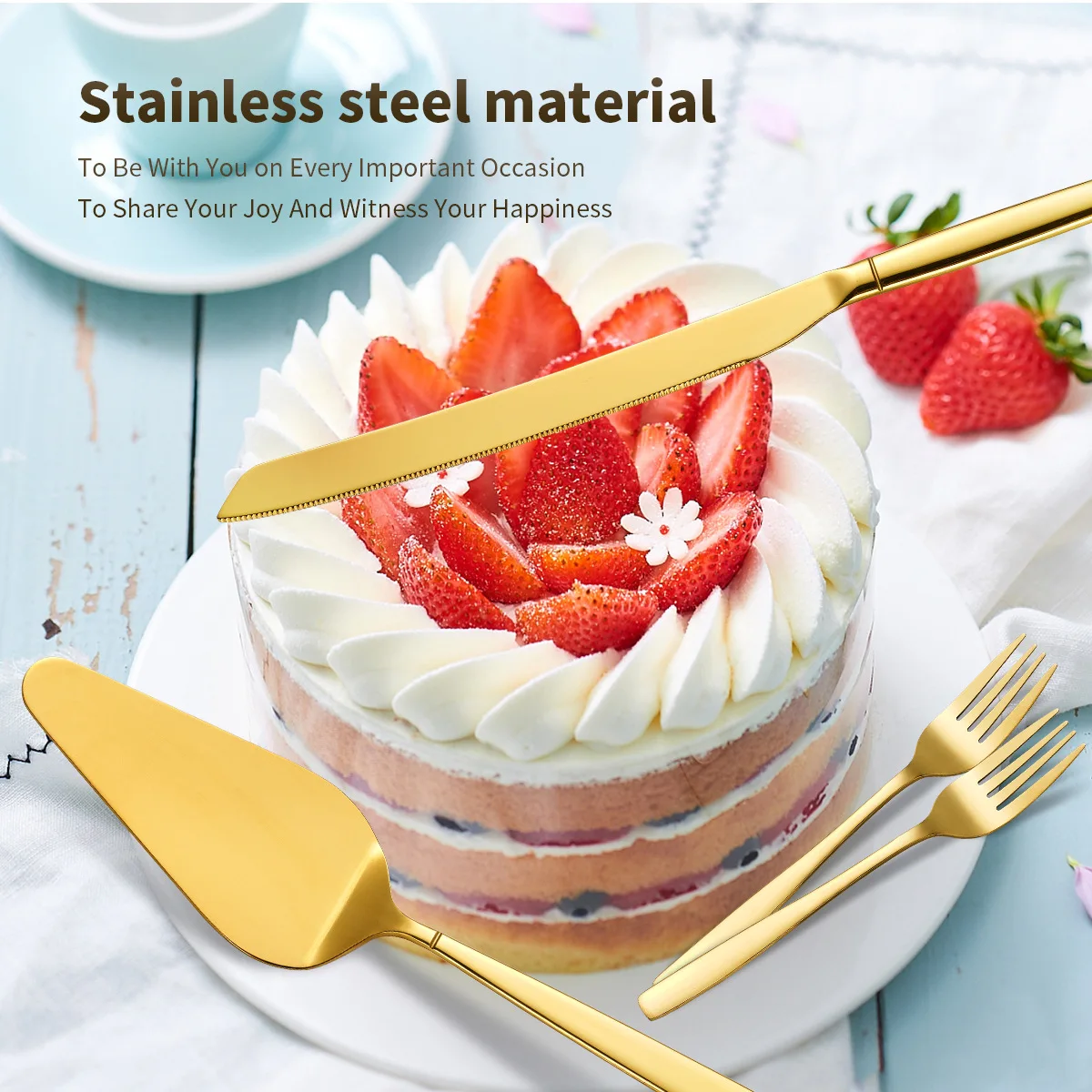 Stainless Steel Cake Knife Shovel Suit Wedding Party Cake Shovel Bread Knife Fork Pizza Shovel Baking Tools