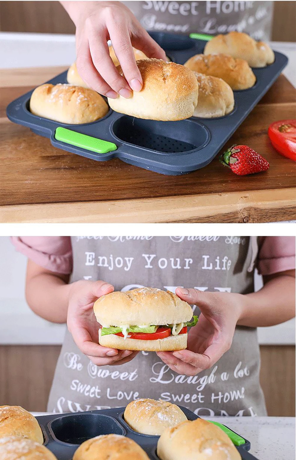 Mini Baguette Baking Tray Non-stick Silicone French Bread Pan Loaf Pan Bread Crisping Tray Muffin Trays for Cakes Breadstick