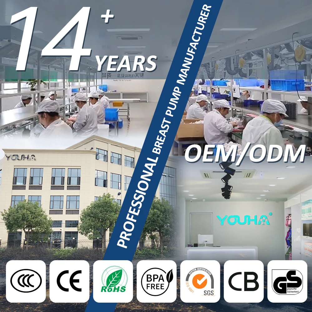 YOUHA Factory Portable Electric Breast Pump Anti-backflow Hands Free Wireless BPA Free Silicone Baby Milk Feeding Rechargeable