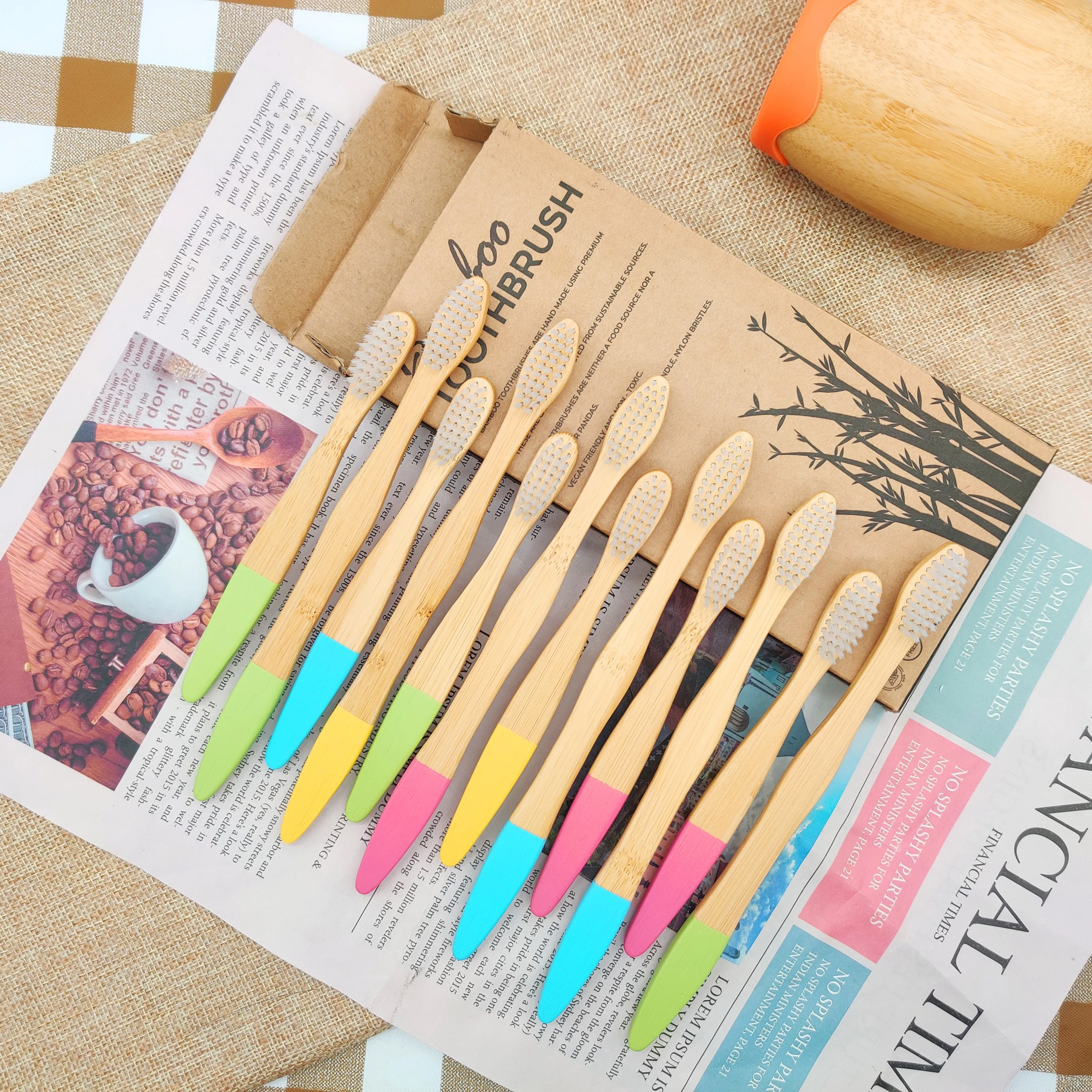 Bathroom Tools Color Bamboo Handle Toothbrush Kids
