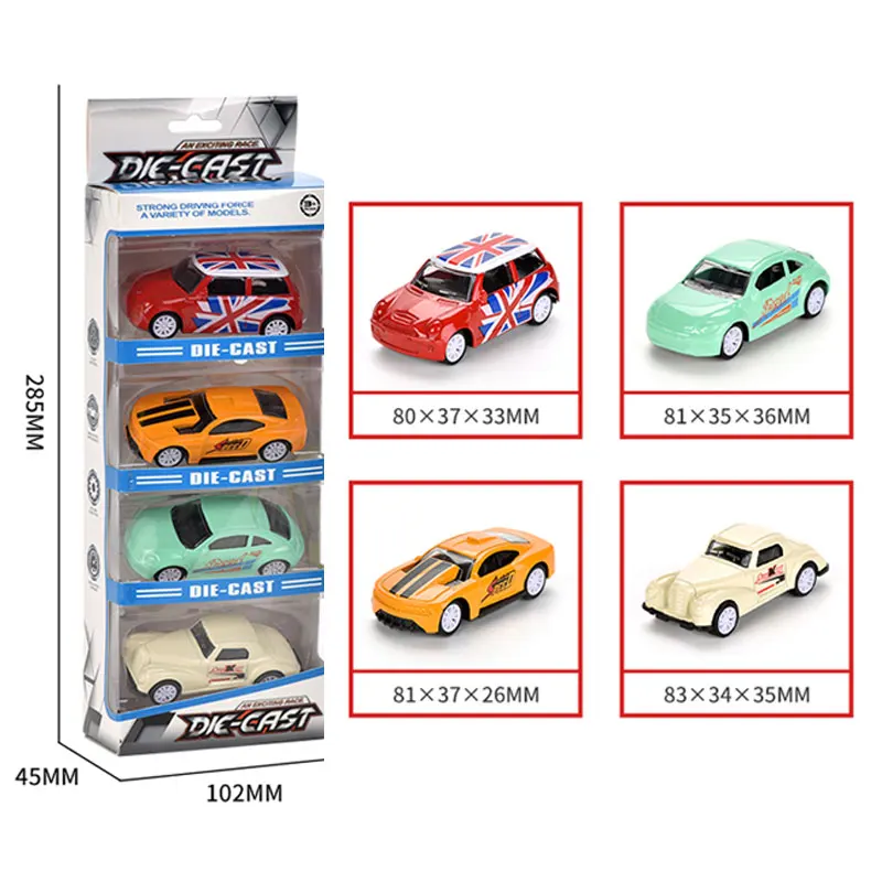 Novel Design 4Pcs Simulation Pull Back Diecast Kids Alloy Vintage Metal Car Model Bus Toys Diecast Bus Vehicle