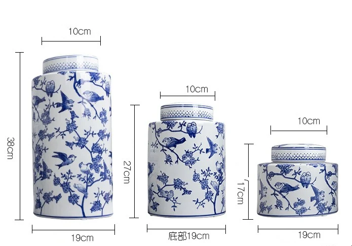 Cheapest blue and white round wholesale ceramic ginger jar for cookie,coffee and tea sugar