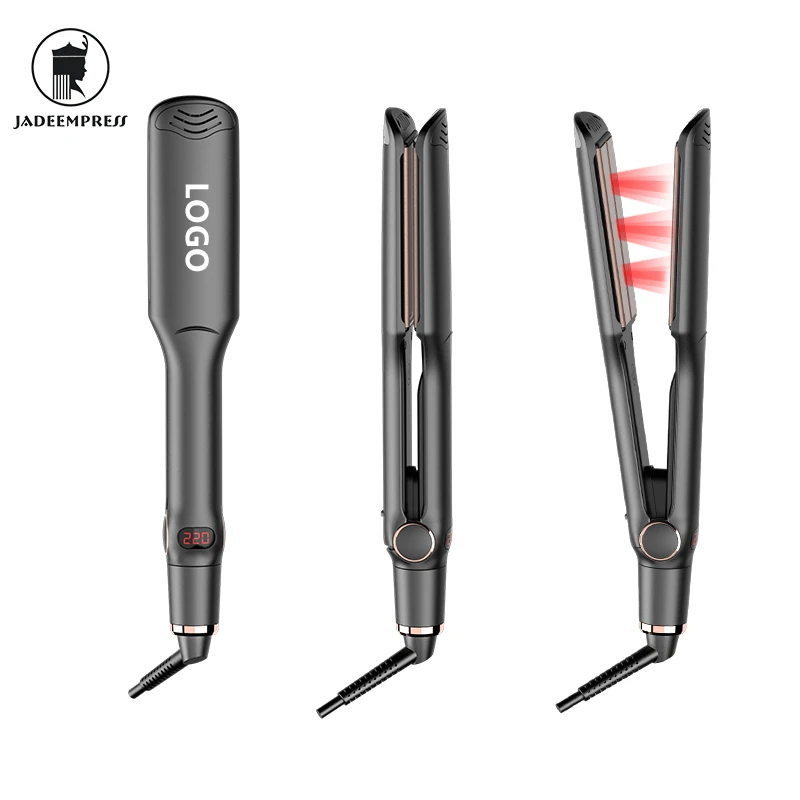 High Quality Custom Private Label Infrared Professional Titanium Wide Plate Brazilian Flat Iron Hair Straighteners