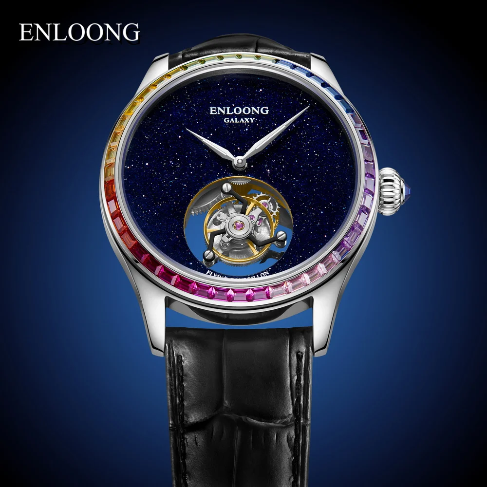 ENLOONG chinese classic Sapphire Galaxy Rainbow Manual Mechanical Flying Tourbillon Watches