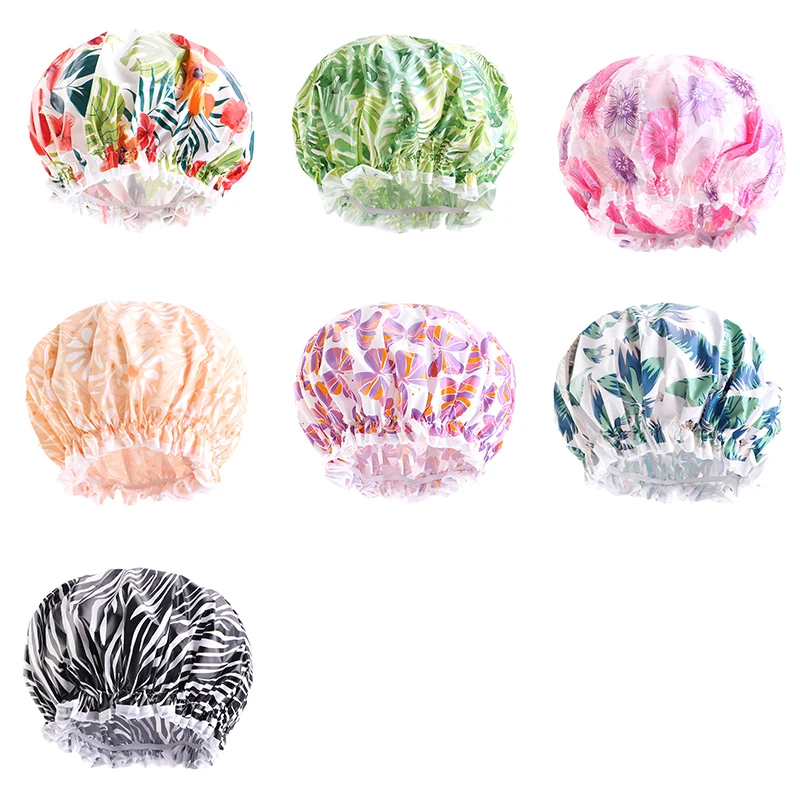 Custom Logo And Patterns Shower Caps Colorful Women Bonnets EVA Waterproof Daily Wear Bonnets