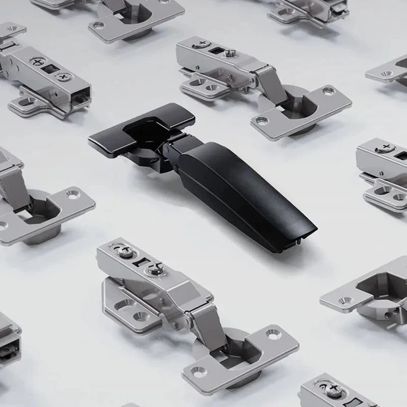 ROEASY Hidden Base Closet Black Hinge for Furniture Soft Closing Cabinet Cupboard Door Hinge with Plastic Cover