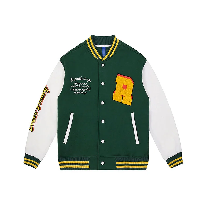 Ready Ship American College patchwork nitted Varsity Men Baseball Jackets for women