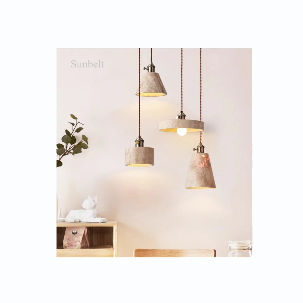 D7471 Wabi-sabi style travertine dining pendant lamp made in china hanging decorative lighting chandelier original design lamps