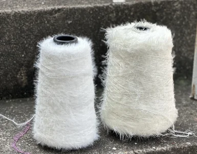 6.5NM 100%polyester single side feather yarn for sock 2cm